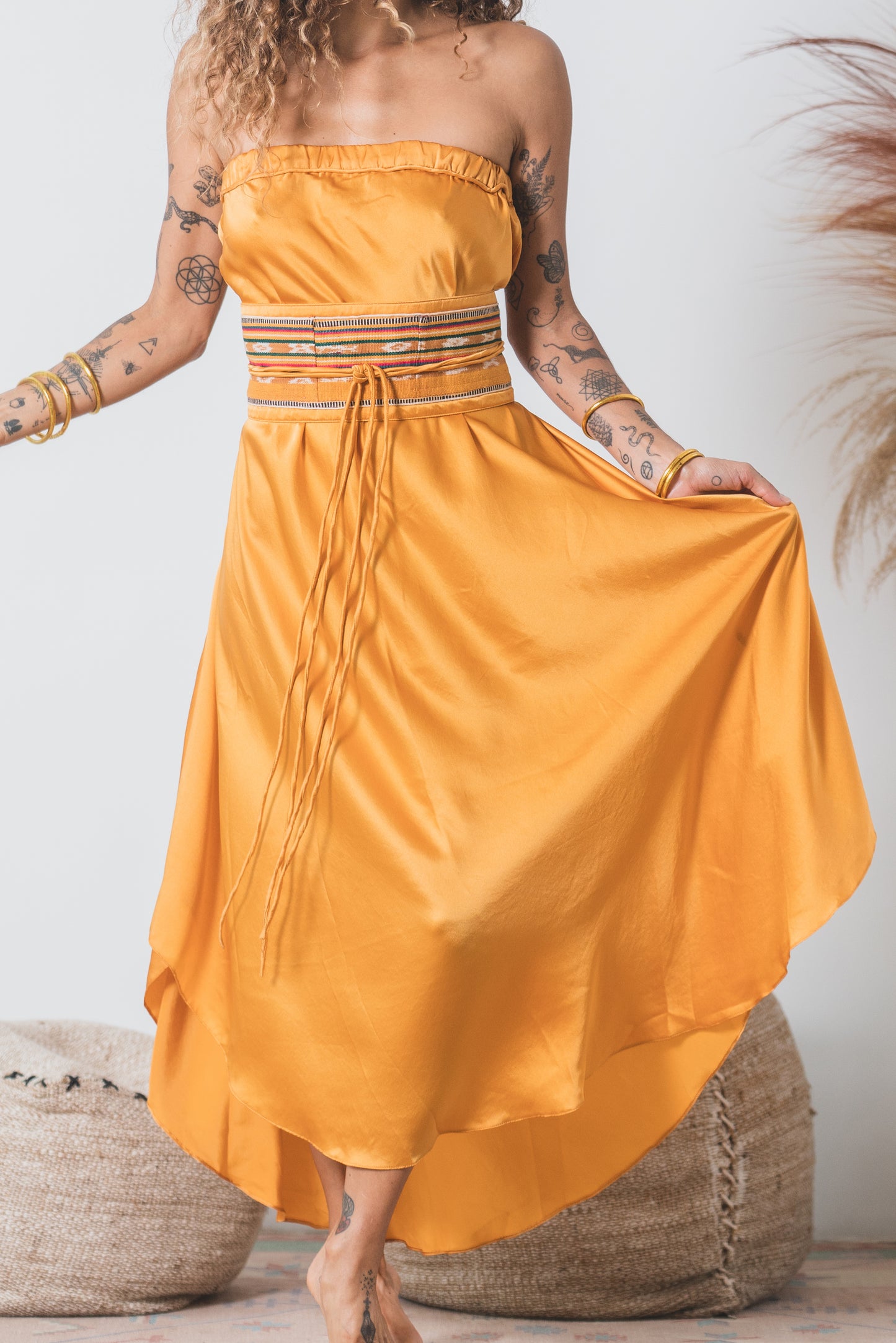 Oshun Silk Dress Set ~ Gold