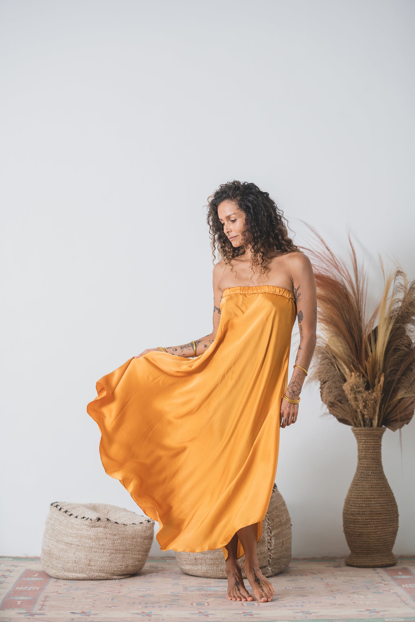 Oshun Silk Dress Set ~ Gold