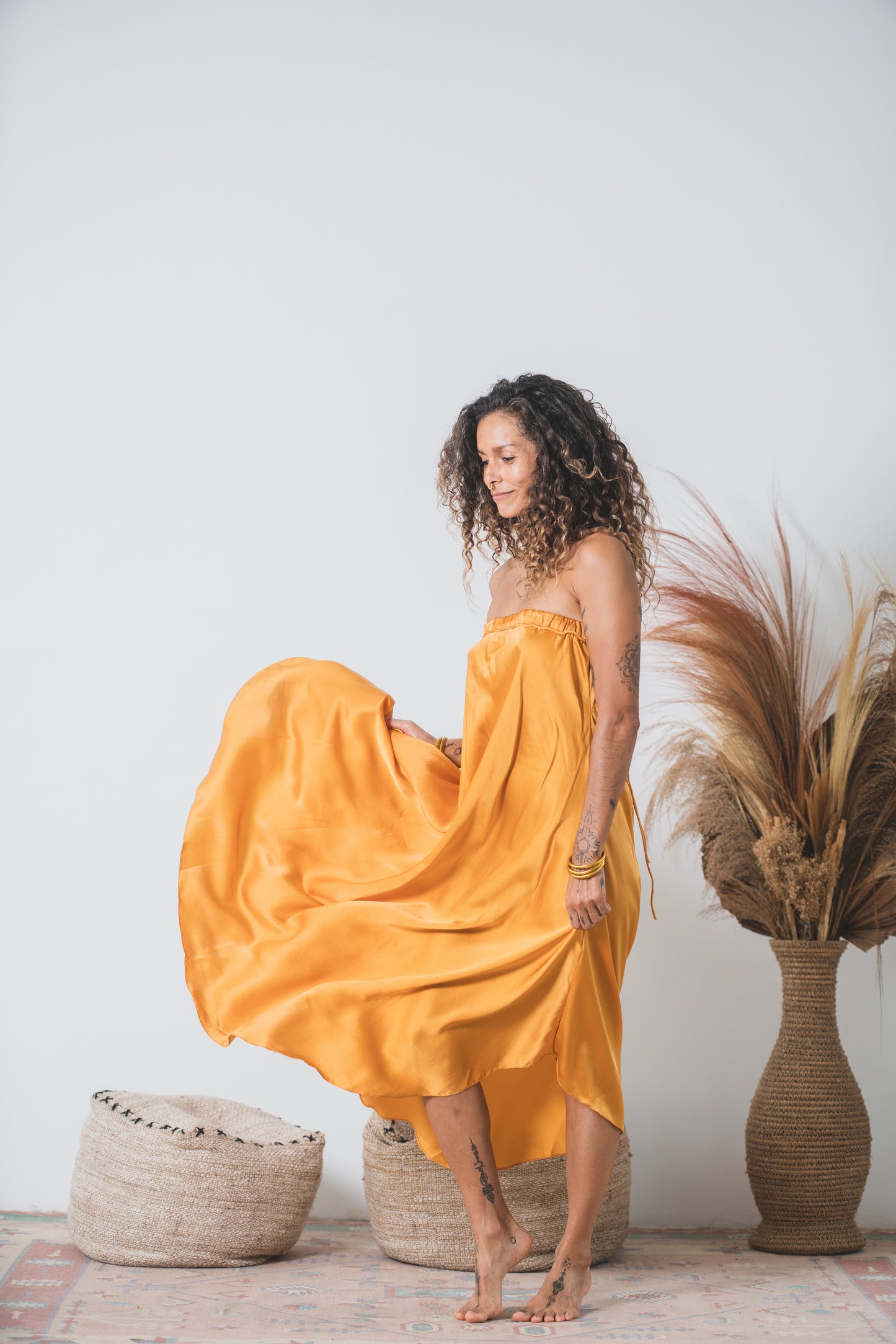 Oshun Silk Dress Set ~ Gold