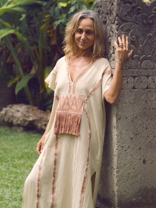 Aztec Lines Kaftan ~ Beige