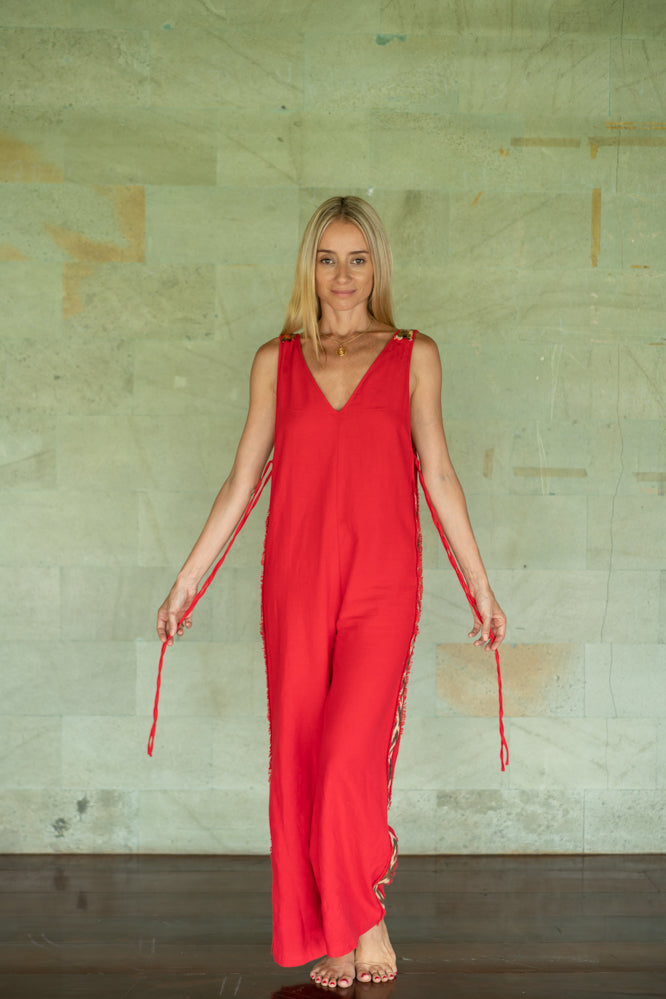 The Charmer Jumpsuit ~ Cherry Red