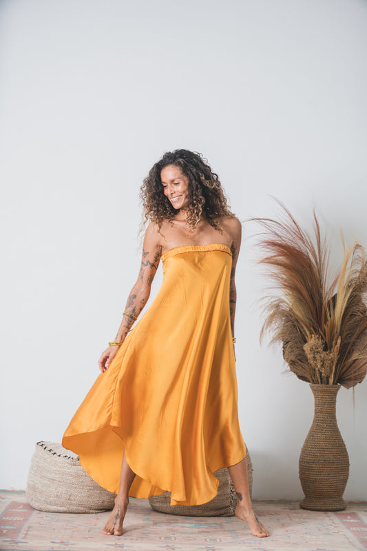Oshun Silk Dress Set ~ Gold