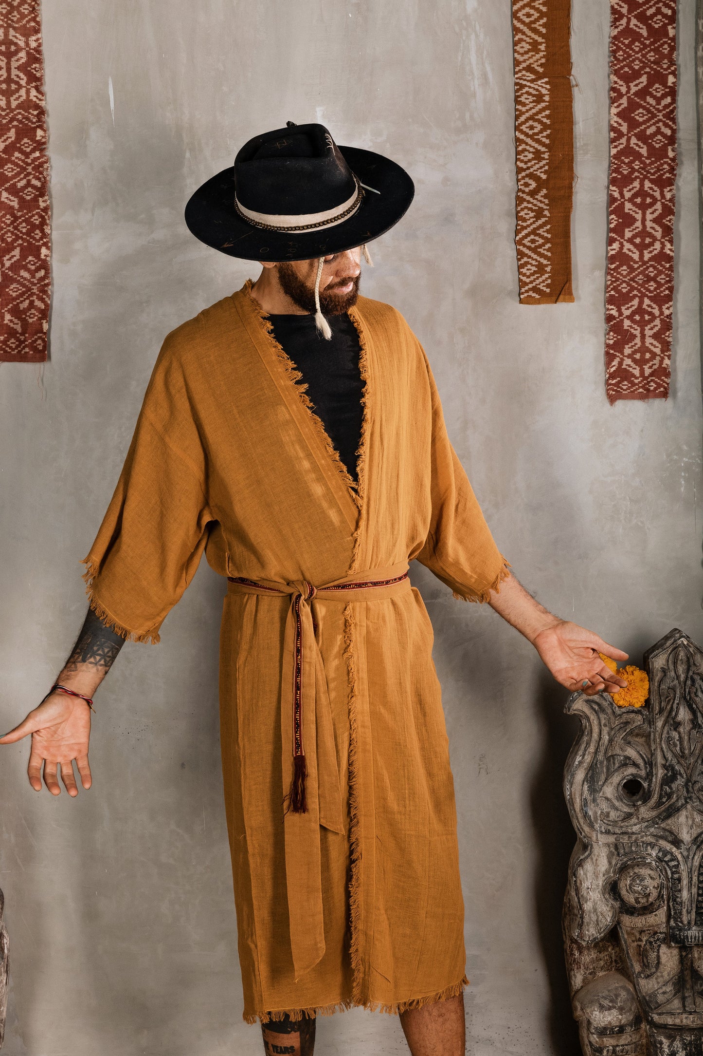 Samurai Kimono with Medicine Belt Unisex ~ Mustard